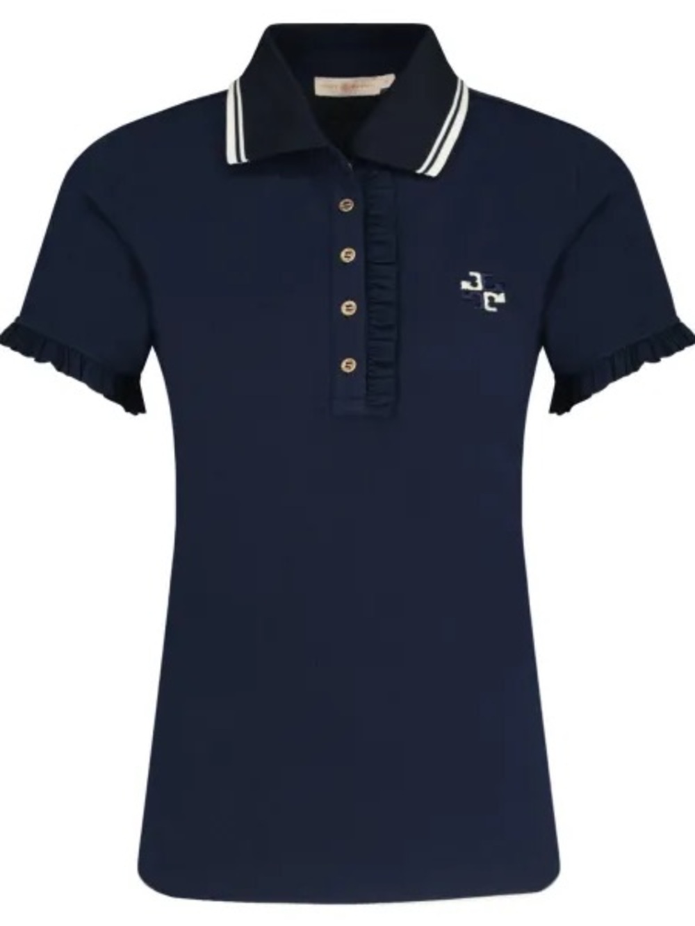 Tory Burch Navy Polo with White Trim Size Large